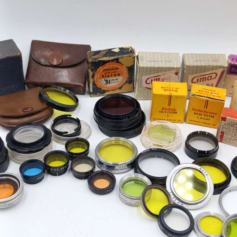 Large lot of vintage camera lens filters