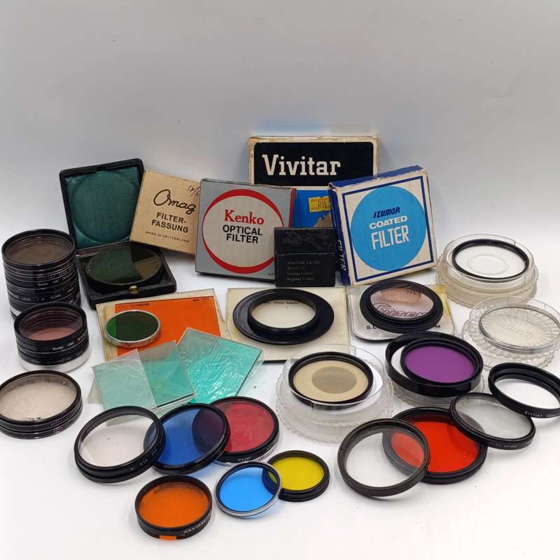 Large lot of vintage camera lens filters