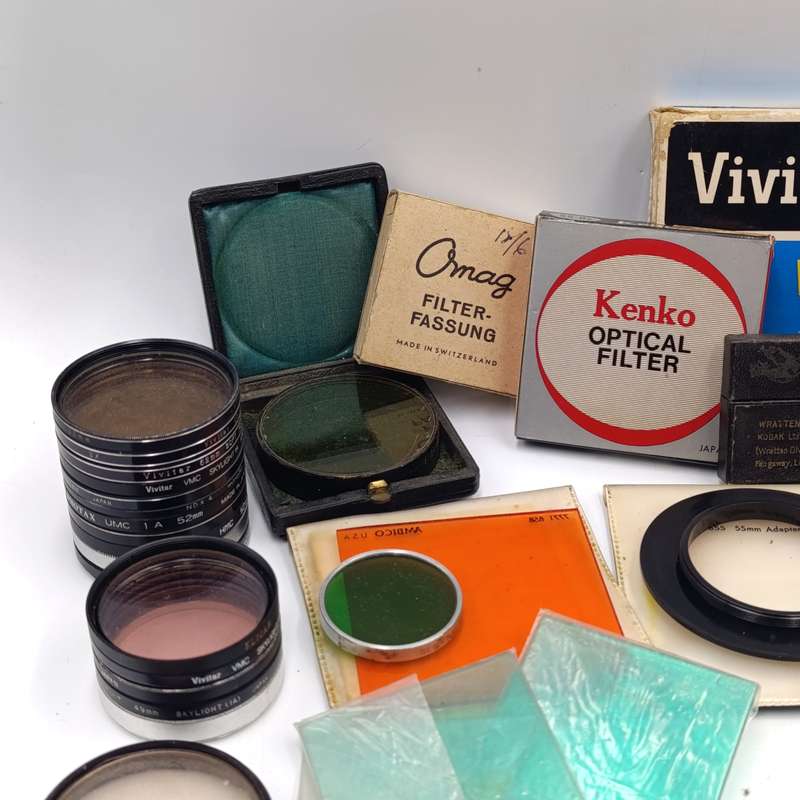 Large lot of vintage camera lens filters