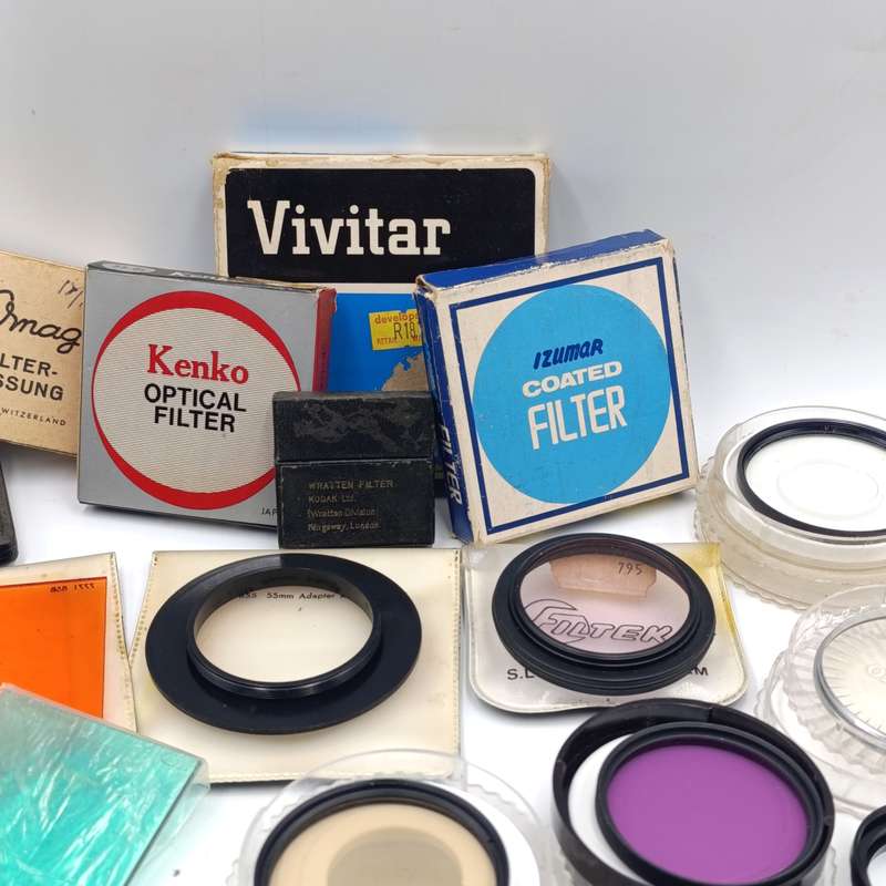 Large lot of vintage camera lens filters