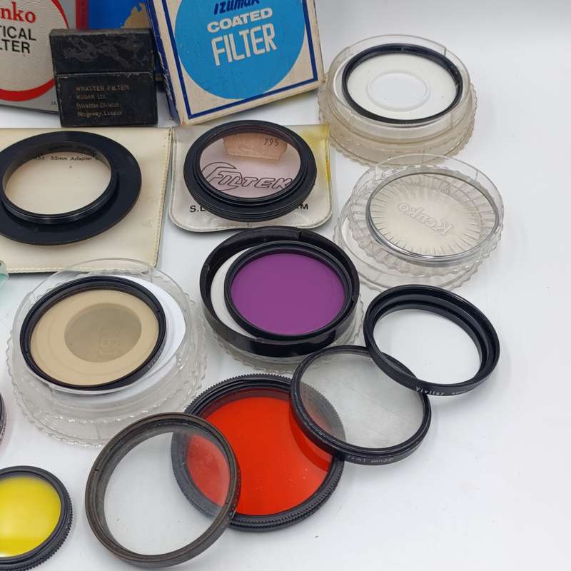 Large lot of vintage camera lens filters