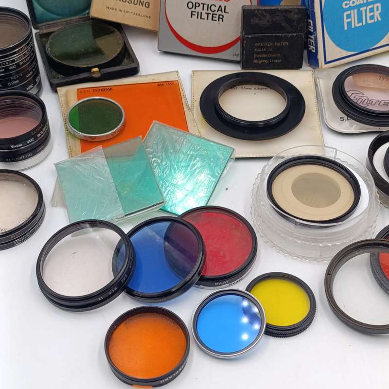 Large lot of vintage camera lens filters