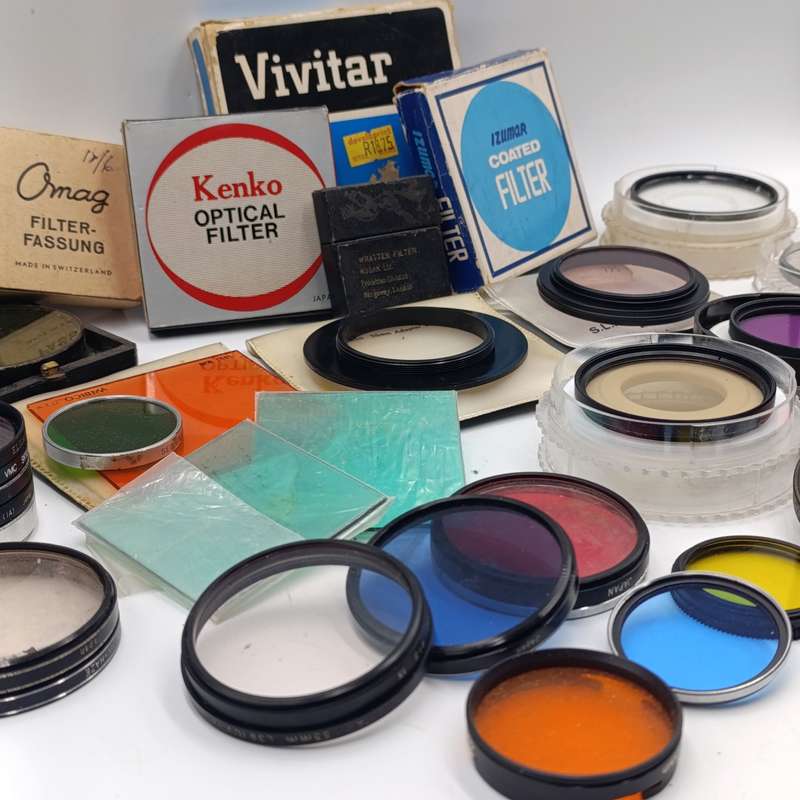 Large lot of vintage camera lens filters