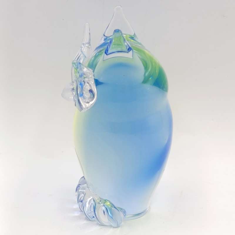 Vintage Blue Murano glass owl figurine / paperweight - some nose damage