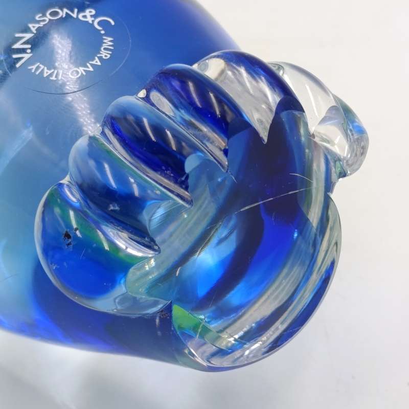 Vintage Blue Murano glass owl figurine / paperweight - some nose damage