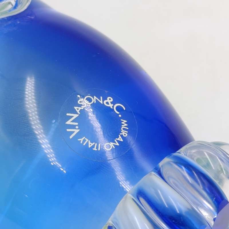 Vintage Blue Murano glass owl figurine / paperweight - some nose damage