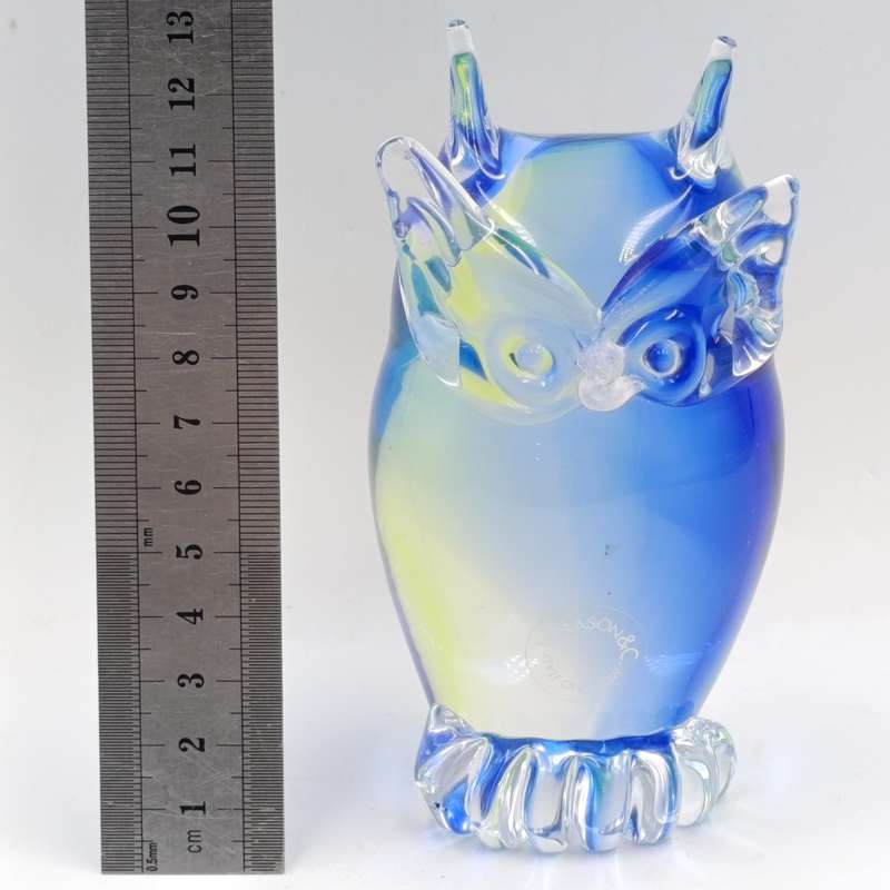 Vintage Blue Murano glass owl figurine / paperweight - some nose damage