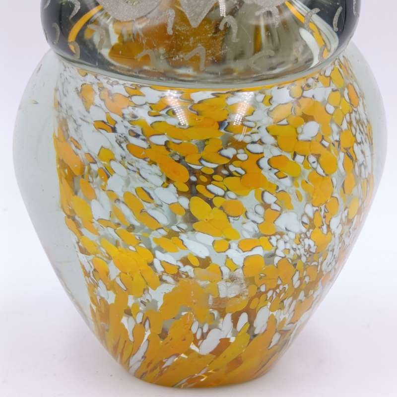 Vintage handmade glass owl paperweight figurine