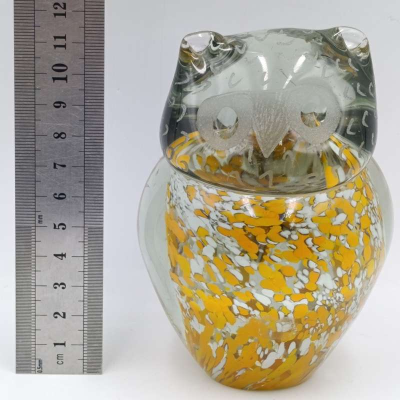 Vintage handmade glass owl paperweight figurine