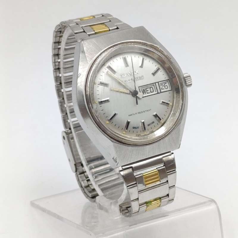 Vintage Timex mens automatic watch with date dial-working