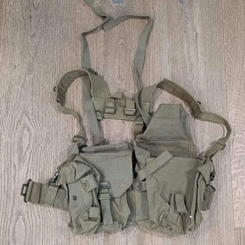 Vintage South African webbing belt with ammo and kidney pouches