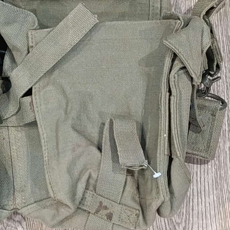 Vintage South African webbing belt with ammo and kidney pouches