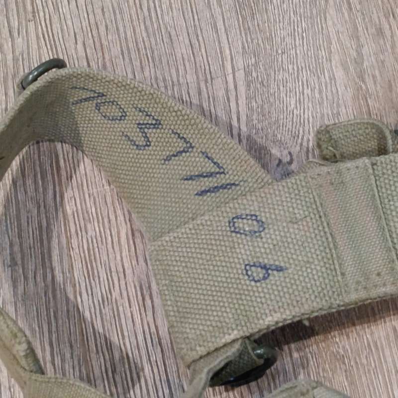 Vintage South African webbing belt with ammo and kidney pouches