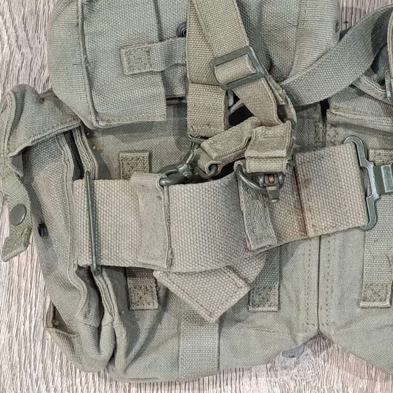 Vintage South African webbing belt with ammo and kidney pouches