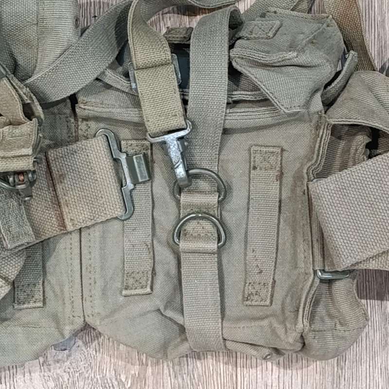 Vintage South African webbing belt with ammo and kidney pouches