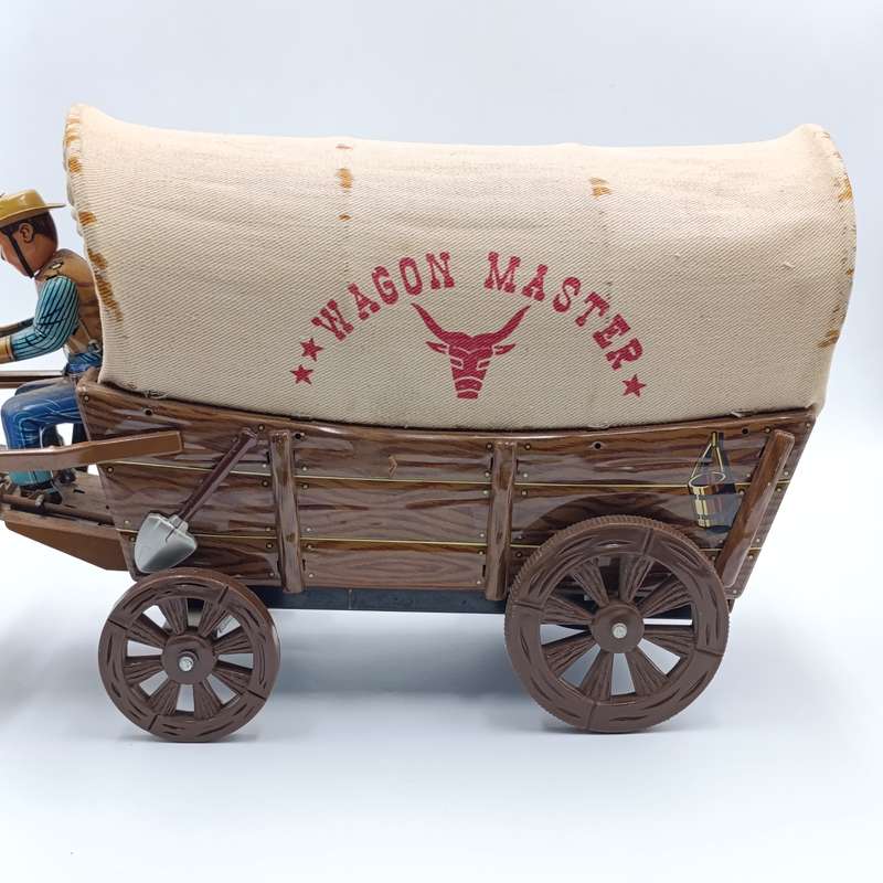 Vintage Japanese tinplate wagon master toy - battery operated - needs new strings