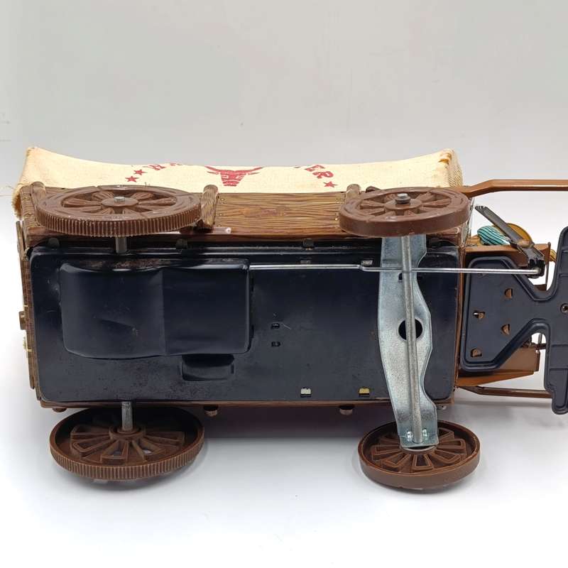 Vintage Japanese tinplate wagon master toy - battery operated - needs new strings
