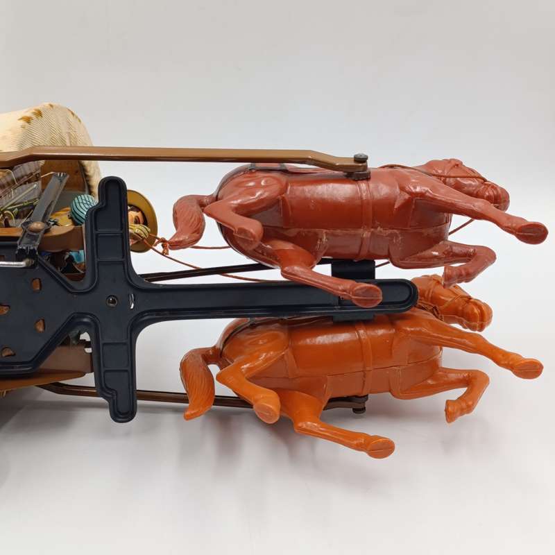 Vintage Japanese tinplate wagon master toy - battery operated - needs new strings
