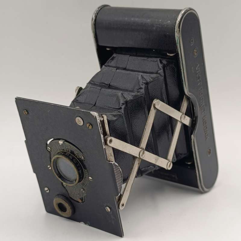 Antique Vest pocket Kodak folding camera in leather pouch