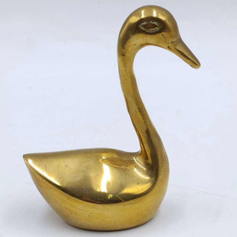 Pair of vintage brass swan figurines