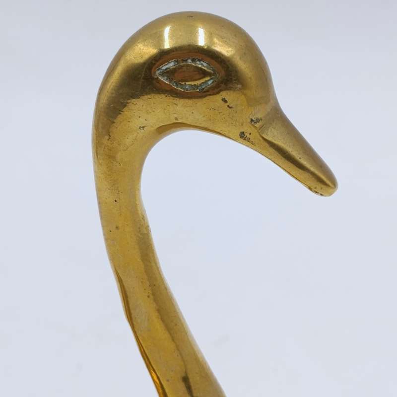 Pair of vintage brass swan figurines
