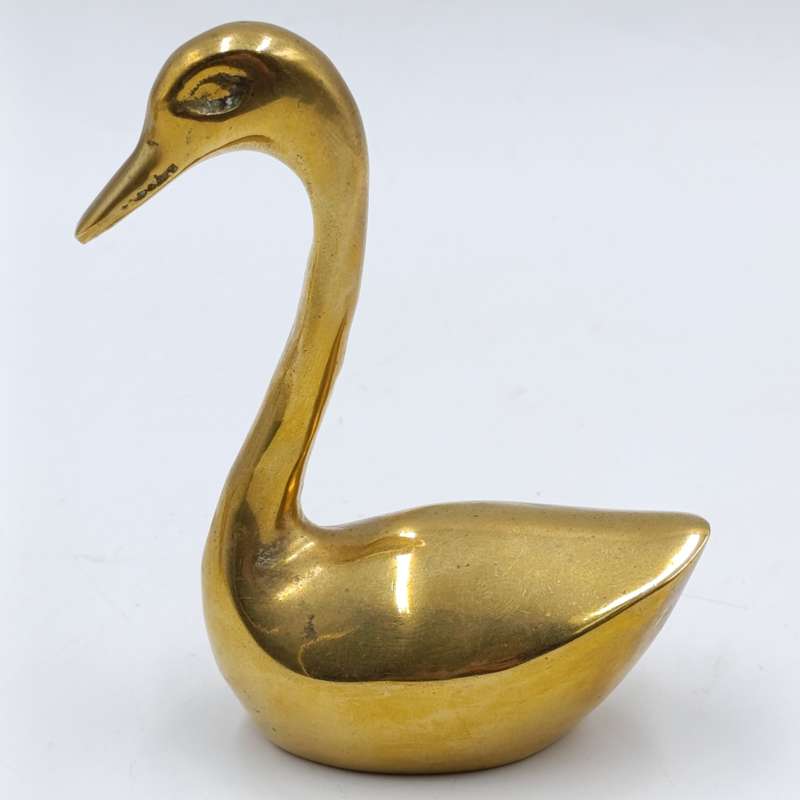 Pair of vintage brass swan figurines