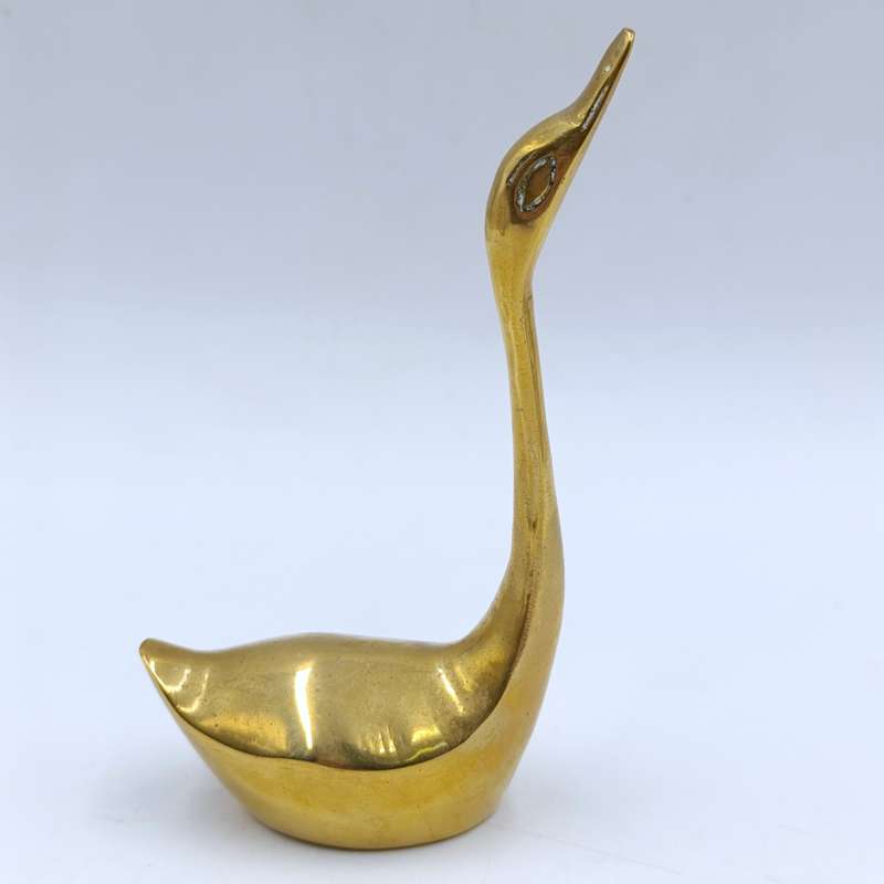 Pair of vintage brass swan figurines