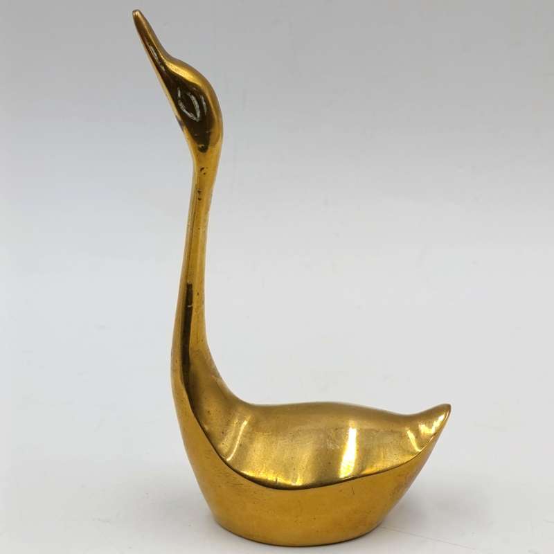 Pair of vintage brass swan figurines