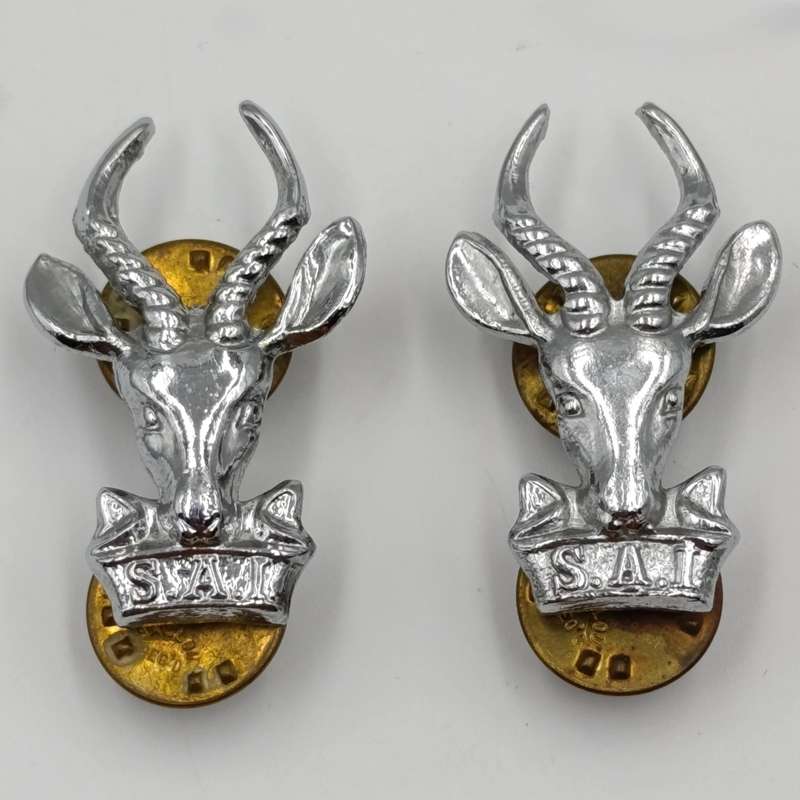 Pair of SA Infantry bokkop collar badges