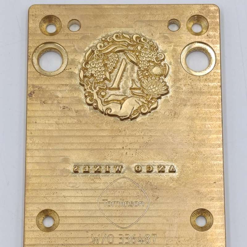 Tomlinson brass label printing plate for Anco Wines