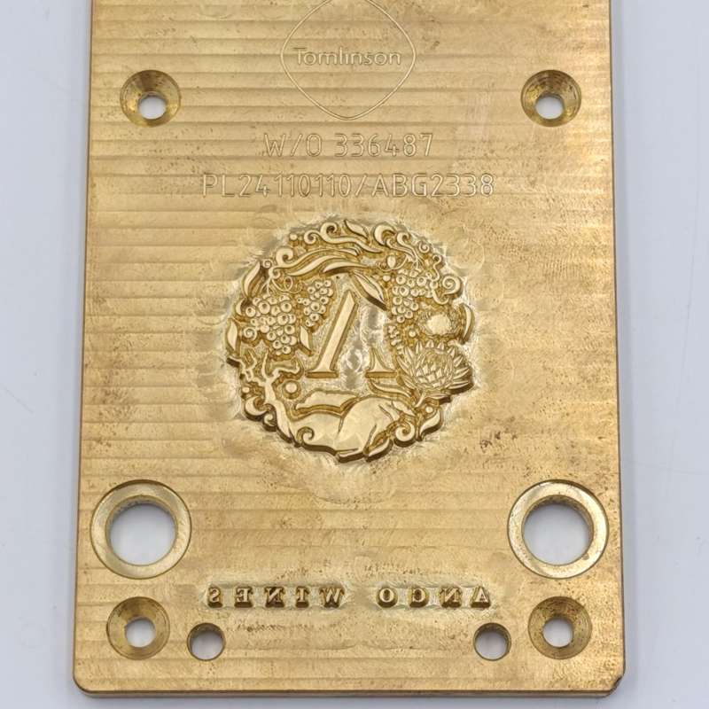 Tomlinson brass label printing plate for Anco Wines