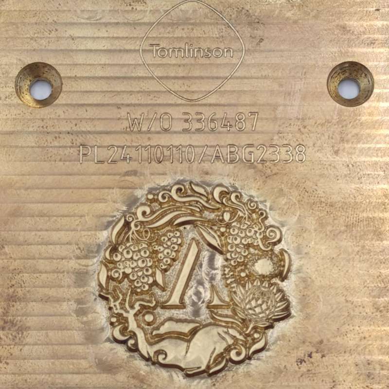 Tomlinson brass label printing plate for Anco Wines
