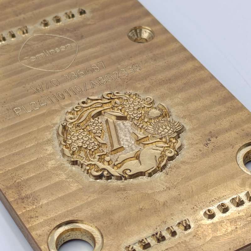 Tomlinson brass label printing plate for Anco Wines