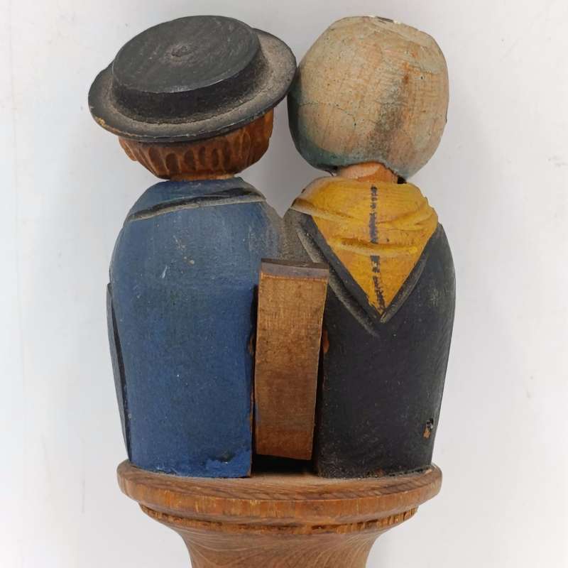 Vintage wooden carved mechanical wine stopper