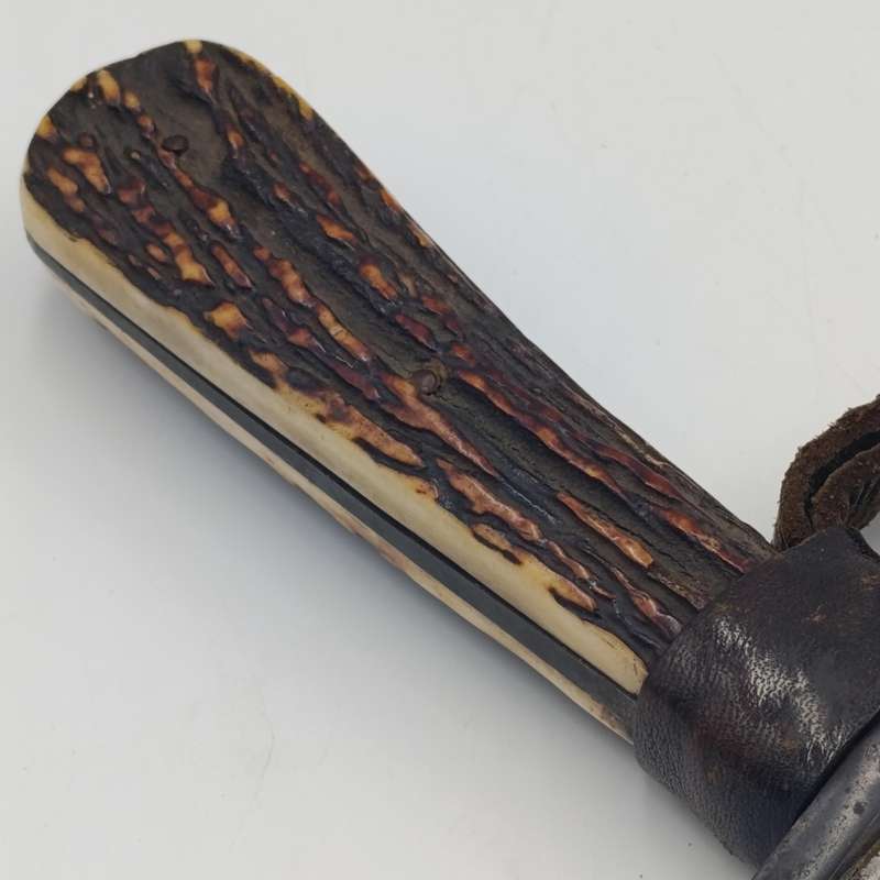 Vintage Stag Horn fixed blade dagger - unknown origin