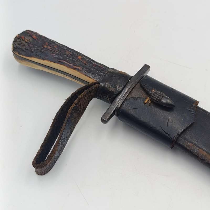 Vintage Stag Horn fixed blade dagger - unknown origin
