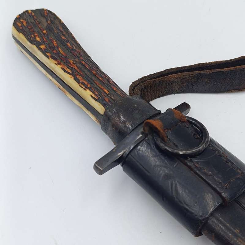 Vintage Stag Horn fixed blade dagger - unknown origin