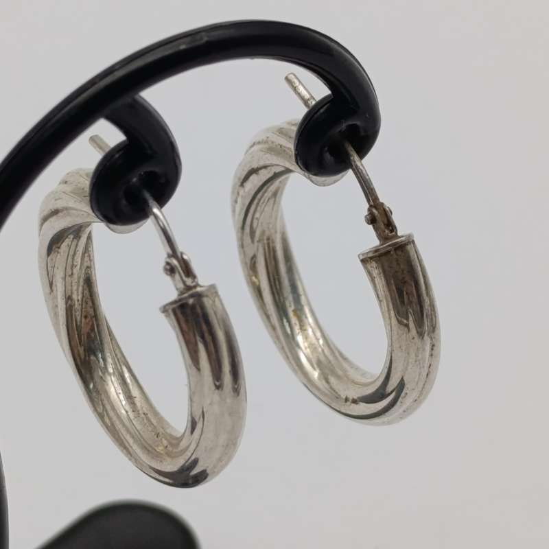 Pair of sterling silver twisted hoop earrings - weighs 3.7g
