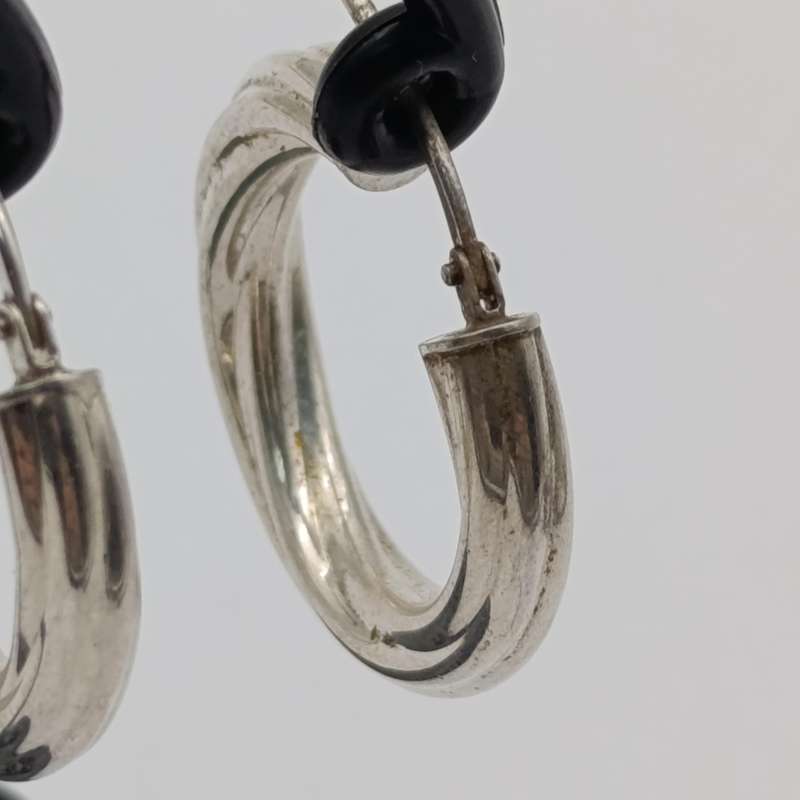 Pair of sterling silver twisted hoop earrings - weighs 3.7g