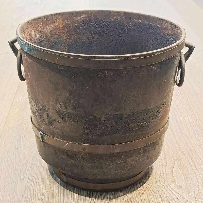 Antique Cast iron pot with off-centre base
