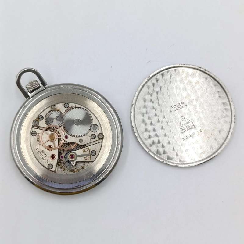 WW2 period 1944 Omega black dial pocketwatch - working - serial 10405902