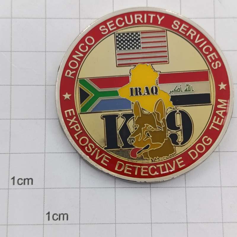 US Embassy Iraq K9 explosive detective dog team challenge coin