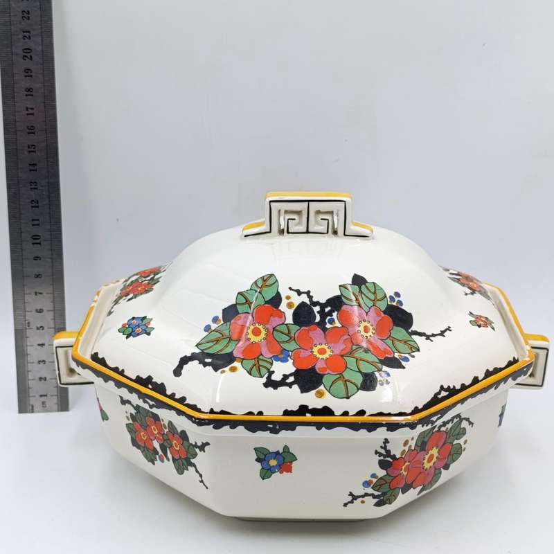 Antique Royal Doulton Woburn Porcelain serving bowl with lid - some paint flaking