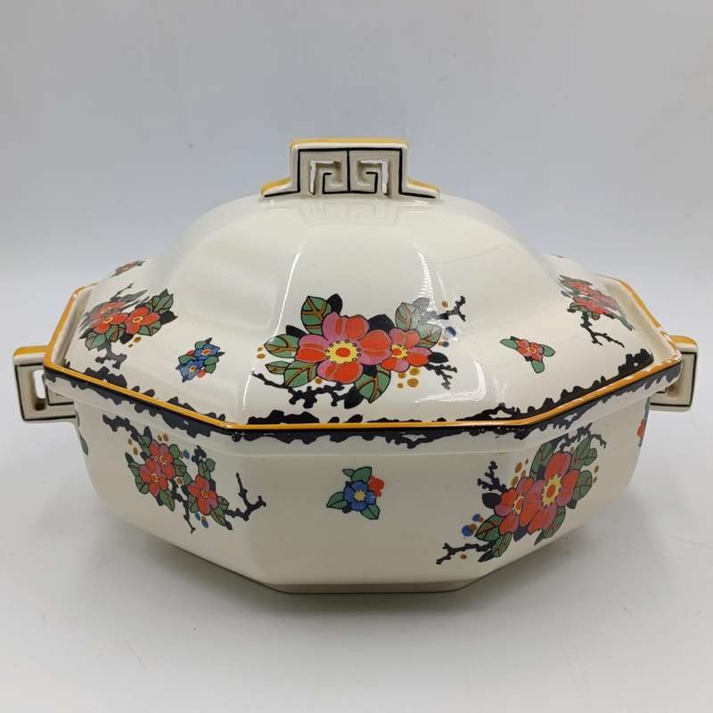 Antique Royal Doulton Woburn Porcelain serving bowl with lid - some paint flaking