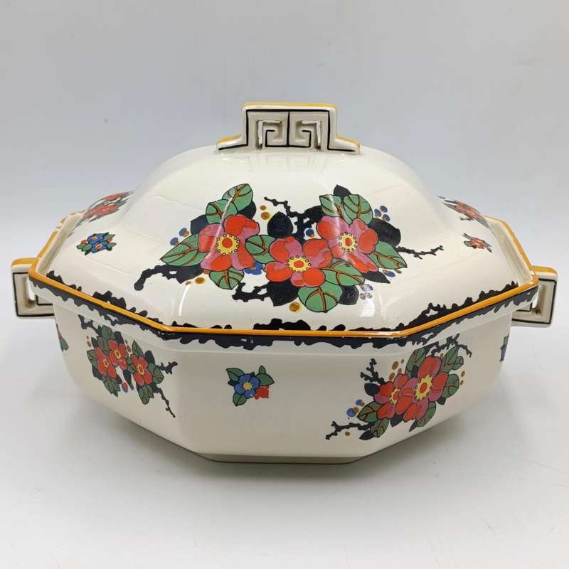 Antique Royal Doulton Woburn Porcelain serving bowl with lid - some paint flaking