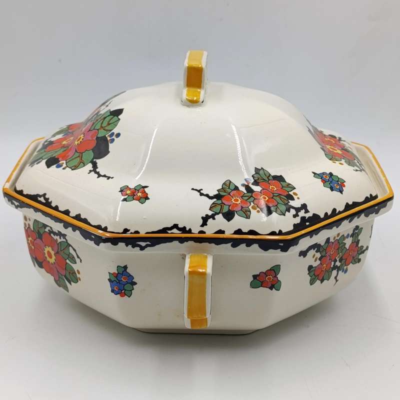 Antique Royal Doulton Woburn Porcelain serving bowl with lid - some paint flaking