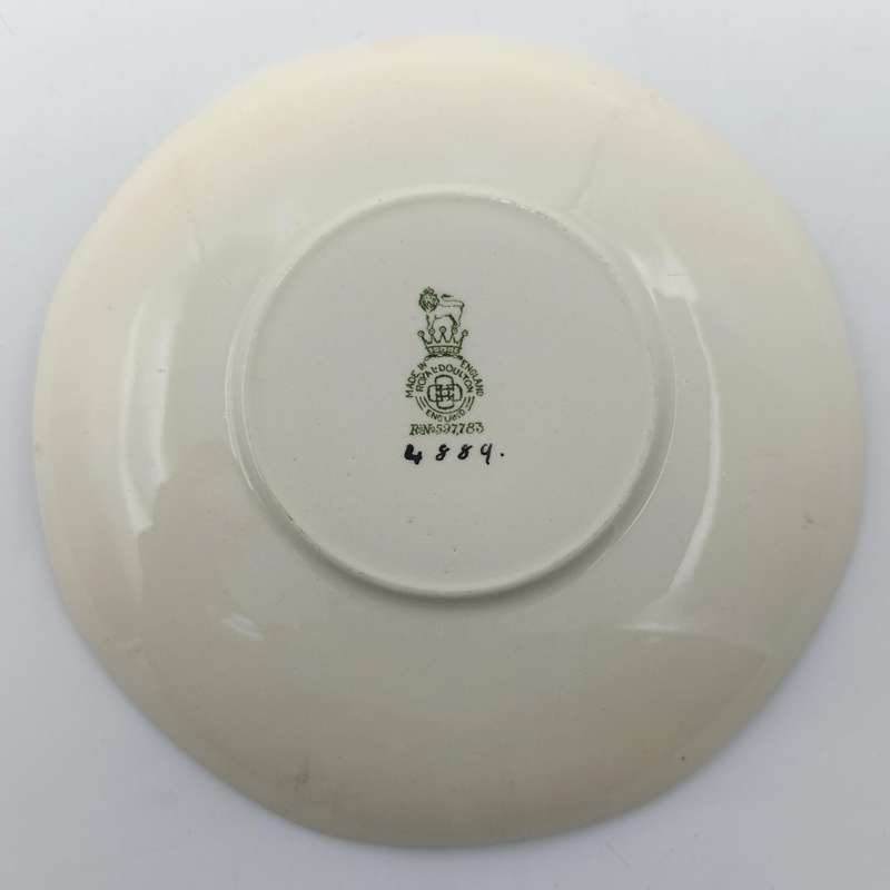 Set of 6 antique Royal Doulton Woburn soup cup saucers