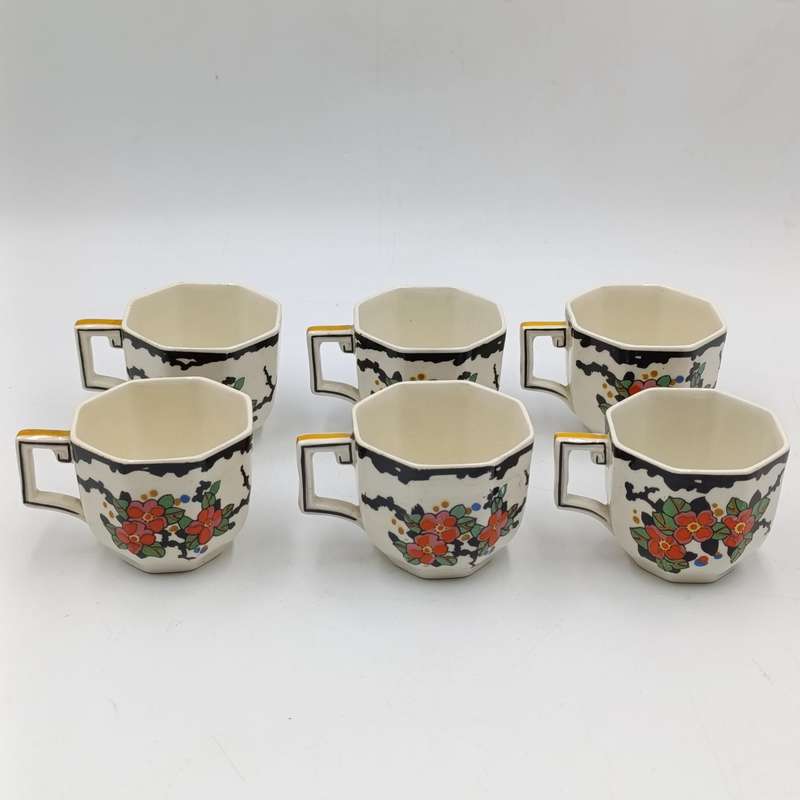 Set of 6 antique Royal Doulton Woburn porcelain espresso cups
