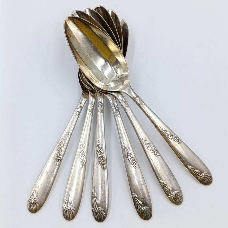 Set of 6 Angora silverplated fruit spoons