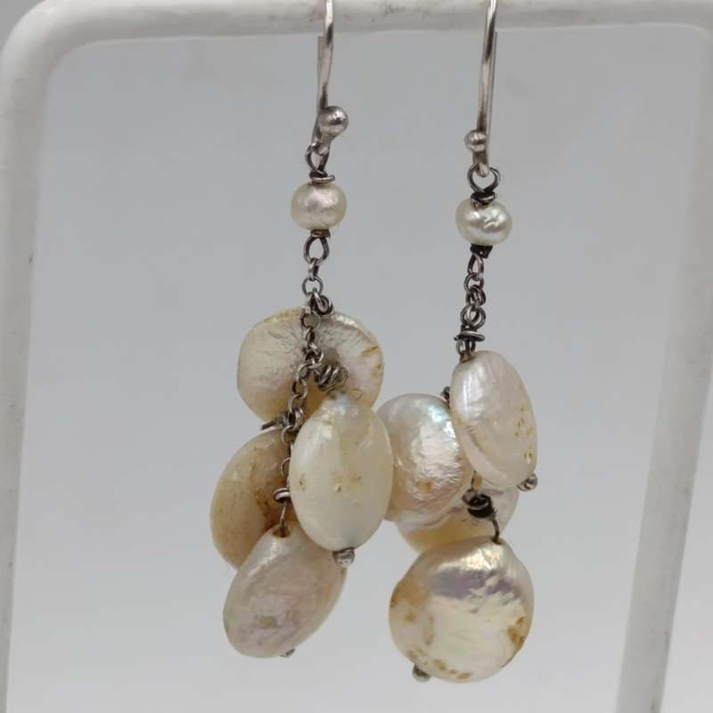 Pair of Sterling silver and cultured pearls earrings
